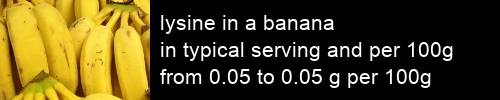 lysine in a banana information and values per serving and 100g